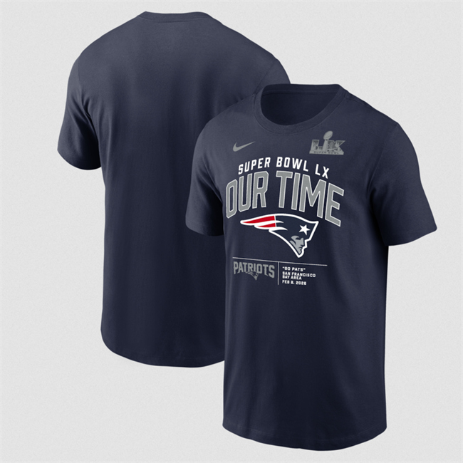 Men's New England Patriots New England Patriots Navy 2025 Super Bowl LX Clear Sign T-Shirt